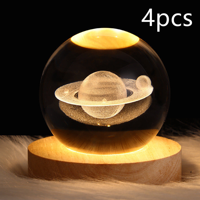 NEW LED Night Light Galaxy Crystal Ball Table Lamp 3D Planet Moon Lamp Bedroom Home Decor For Kids Party Children Birthday Gifts