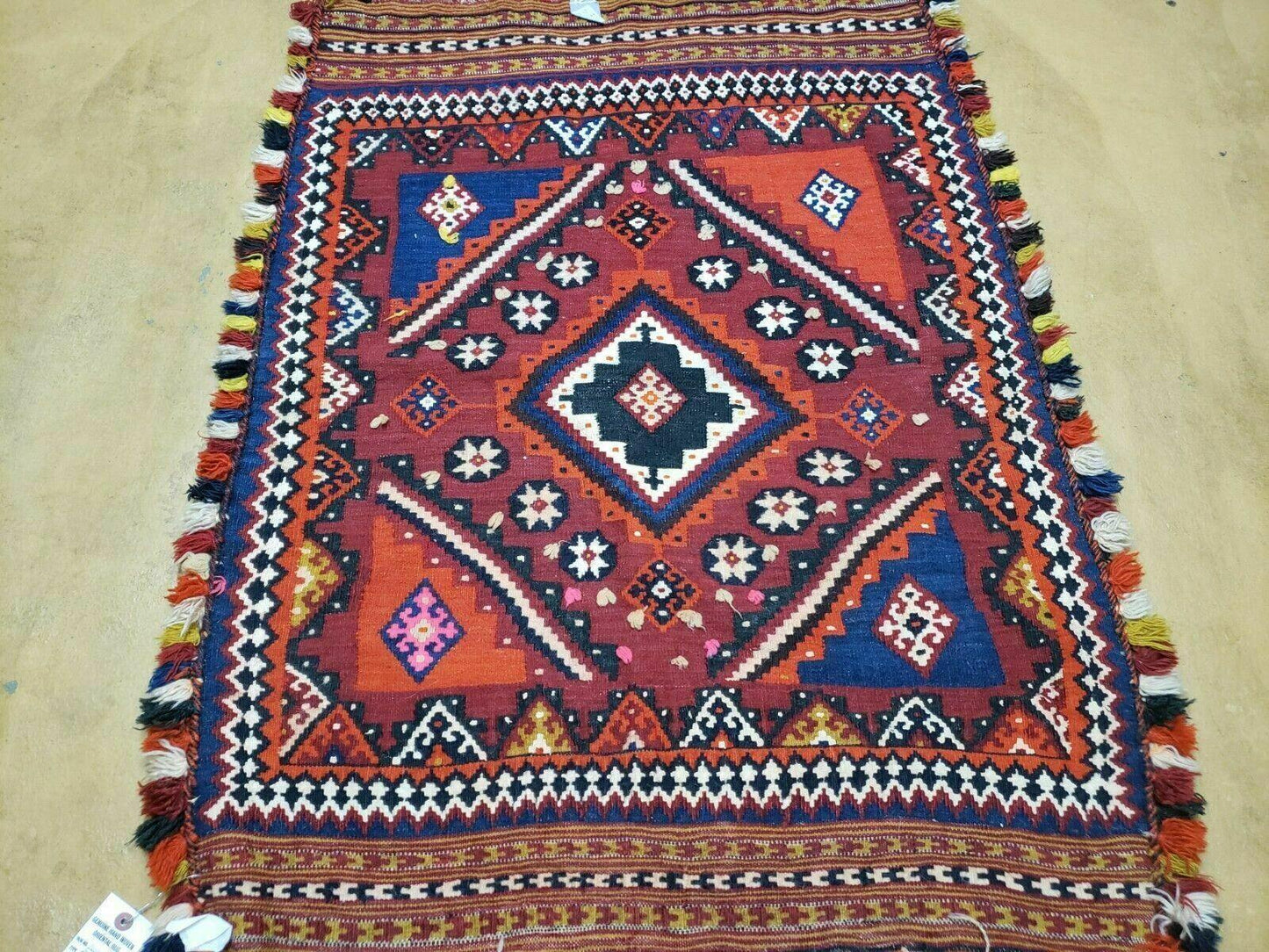 USED 3' X 4' Antique Handmade Turkish Wool Kilim Rug Decorative Seat Cover