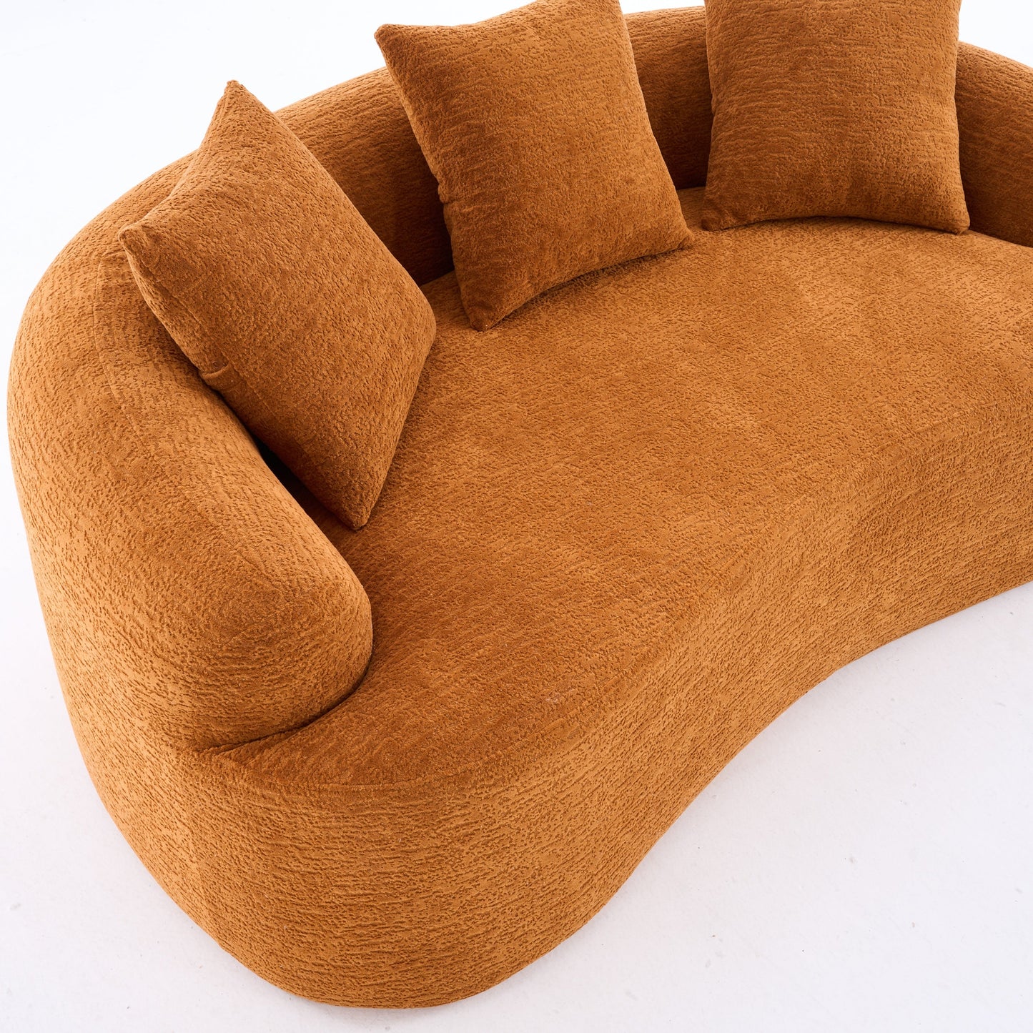 NEW Orange Curved Loveseat Full Compression Sponge Sofa 30D Chenille Couch