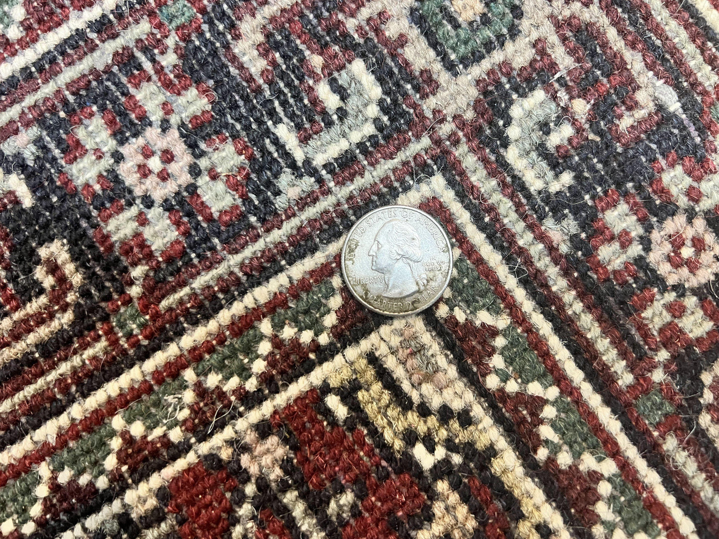 USED Indo Persian Runner Rug 2.7 x 8, Wool Hand Knotted Vintage Carpet, Red Black, Herati Allover Pattern, Oriental Runner, Rug for Hallway