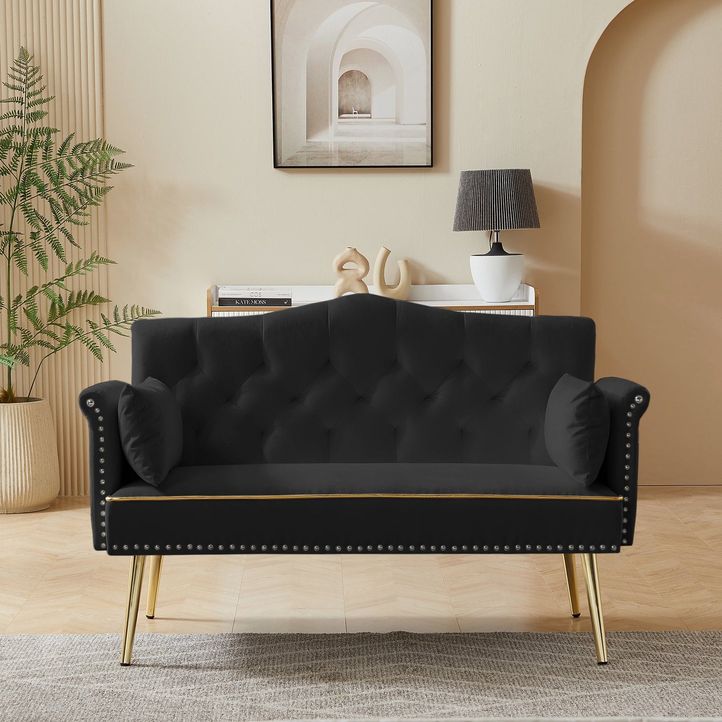 NEW BLACK  2 SEATER SOFA