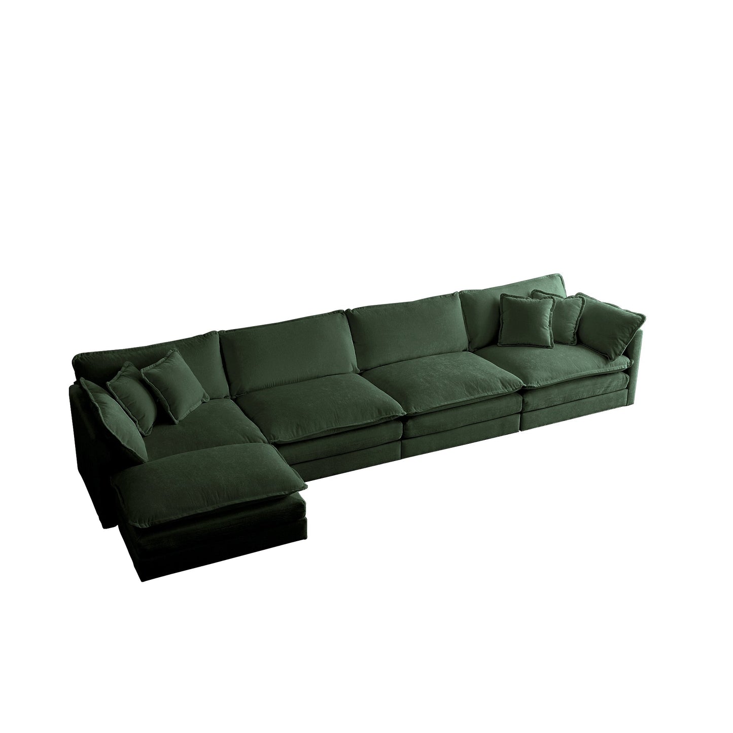 NEW Modular Sectional Sofa for Living Room,U Shaped Couch 5 Seater Convertible Sectional Couch with 1 Ottoman ,Green Chenille