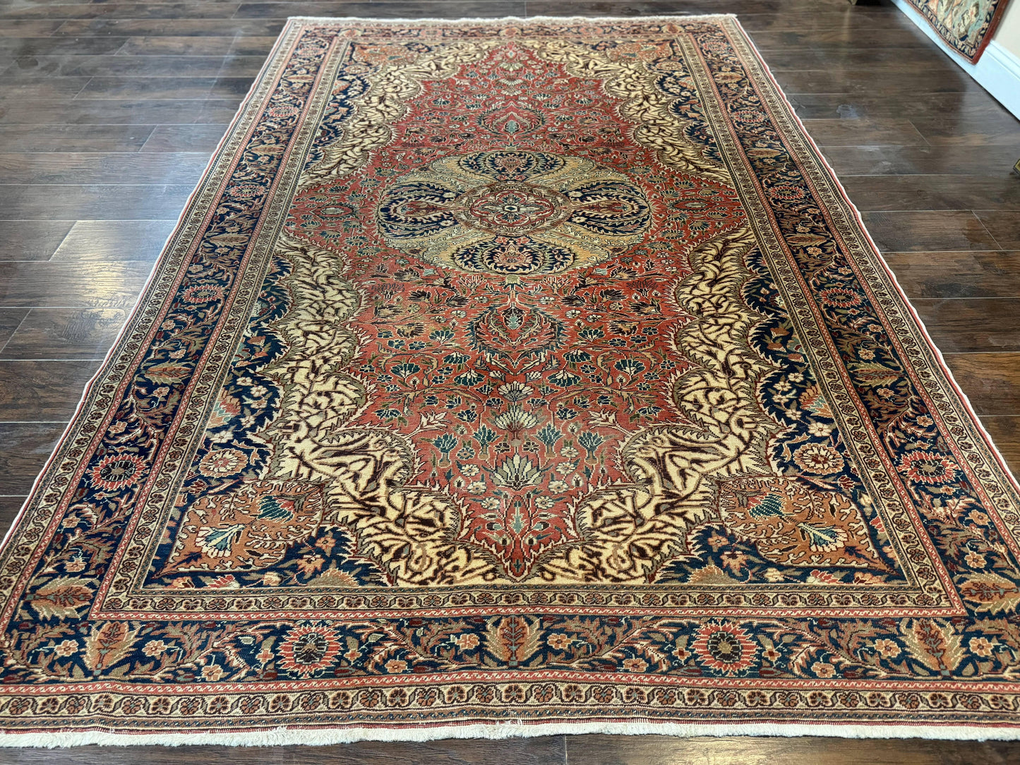 USED Turkish Kayseri Rug 6x10, Antique Turkish Carpet, Floral Medallion, Oriental Carpet, Red