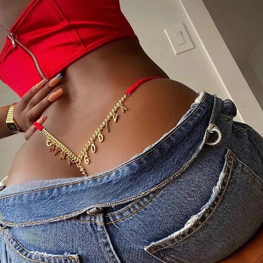 New Exy Women Custom Thong With Letter Name Personality G-String Panties Underwear Waist Body Chain Lace Thongs Jewelry Gift