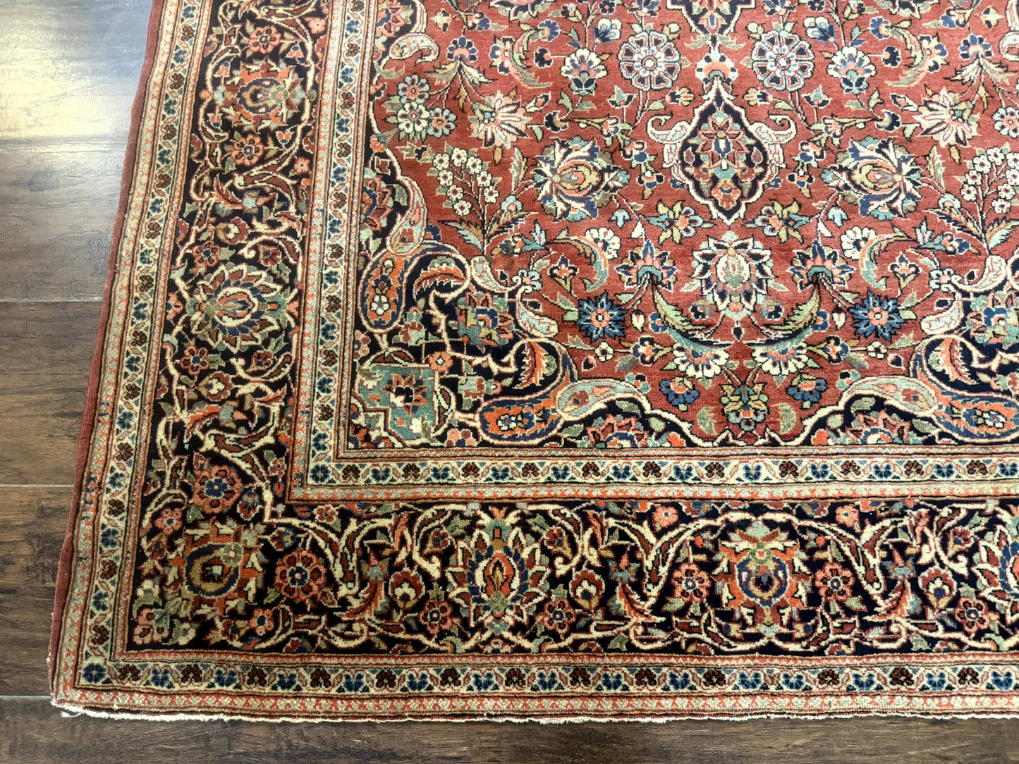 USED Persian Kashan Rug 4x7, Red, Floral Medallion, Vintage, Wool