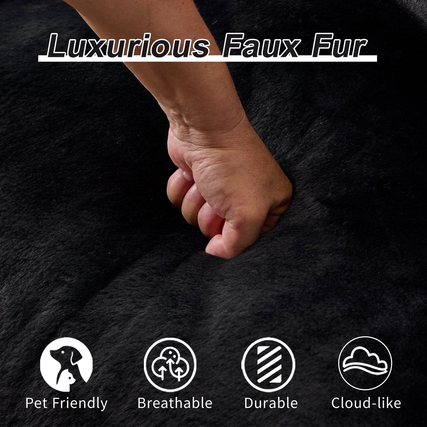 NEW Giant Bean Bag Couch for Adults, Ultra Soft Fluffy Loveseat Bean Bag Sofa, Oversized Chase Lounge Chair Indoor for Living Room Bedroom, No Assembly Required Cozy Reading Chair with Pillows, Black