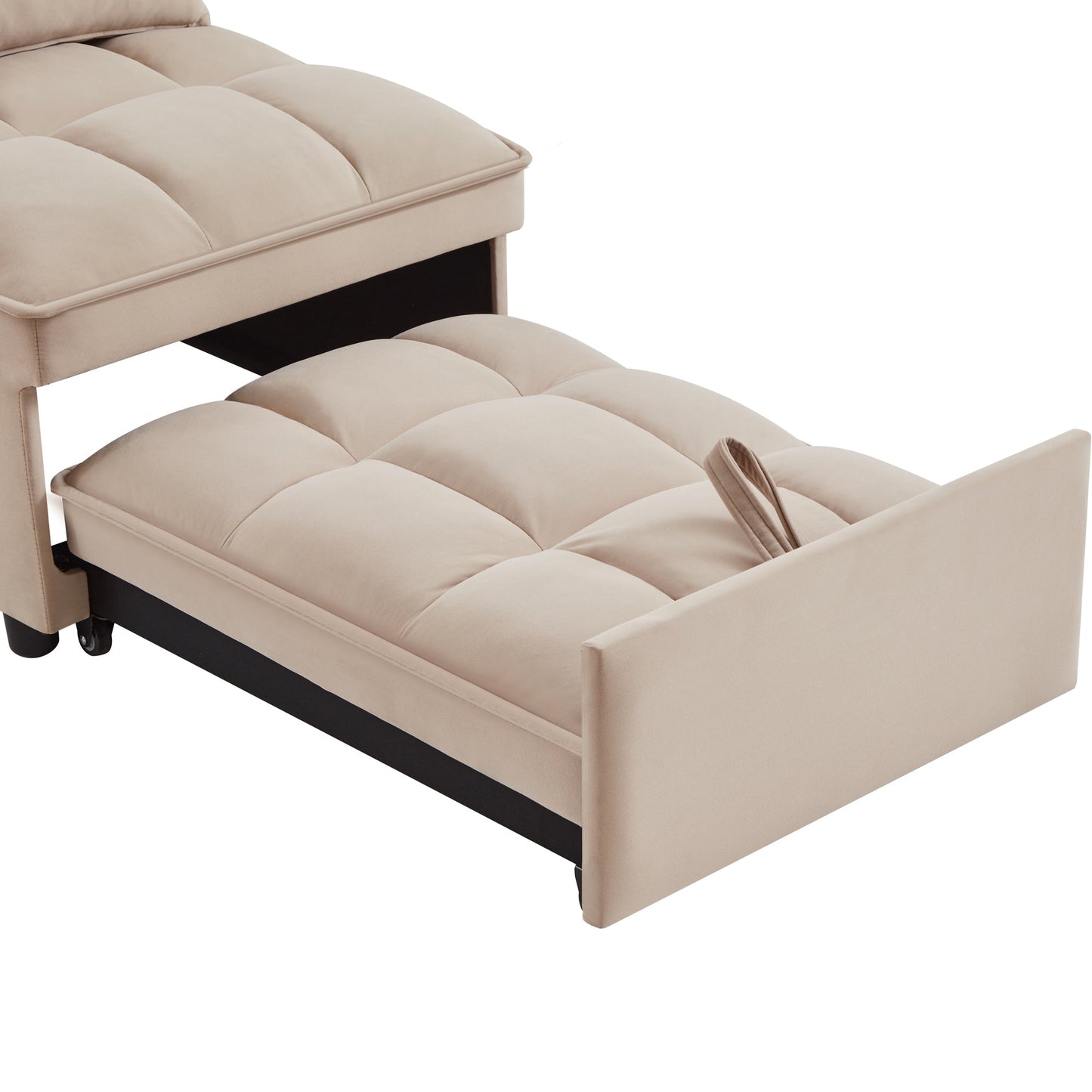 NEW 4 in1 Multi-Function Single Sofa Bed with Storage Pockets,Tufted Single Pull-out Sofa Bed with Adjustable Backrest and Pillows ,Convertible  Chaise Lounge,Taupe