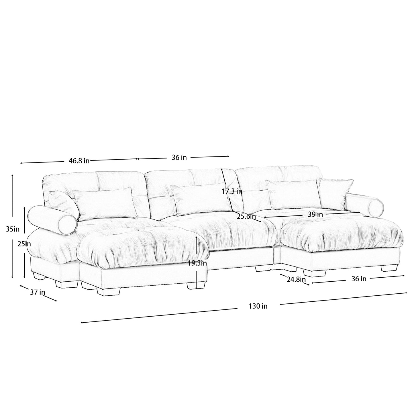 NEW Modern U Shape Modular Sectional Sofa Couch with Movable Ottomans, Camel Velvet, Convertible L Shaped Living Room Sofa