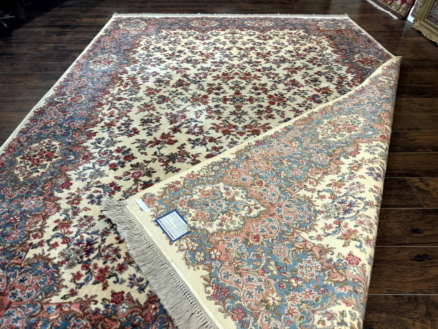 USED Karastan Rug 8.8 x 12 Ivory Kirman #788, Original 700 Series, Wool Karastan Carpet, Karastan Area Rug, Vintage Karastan, Living Room Rug