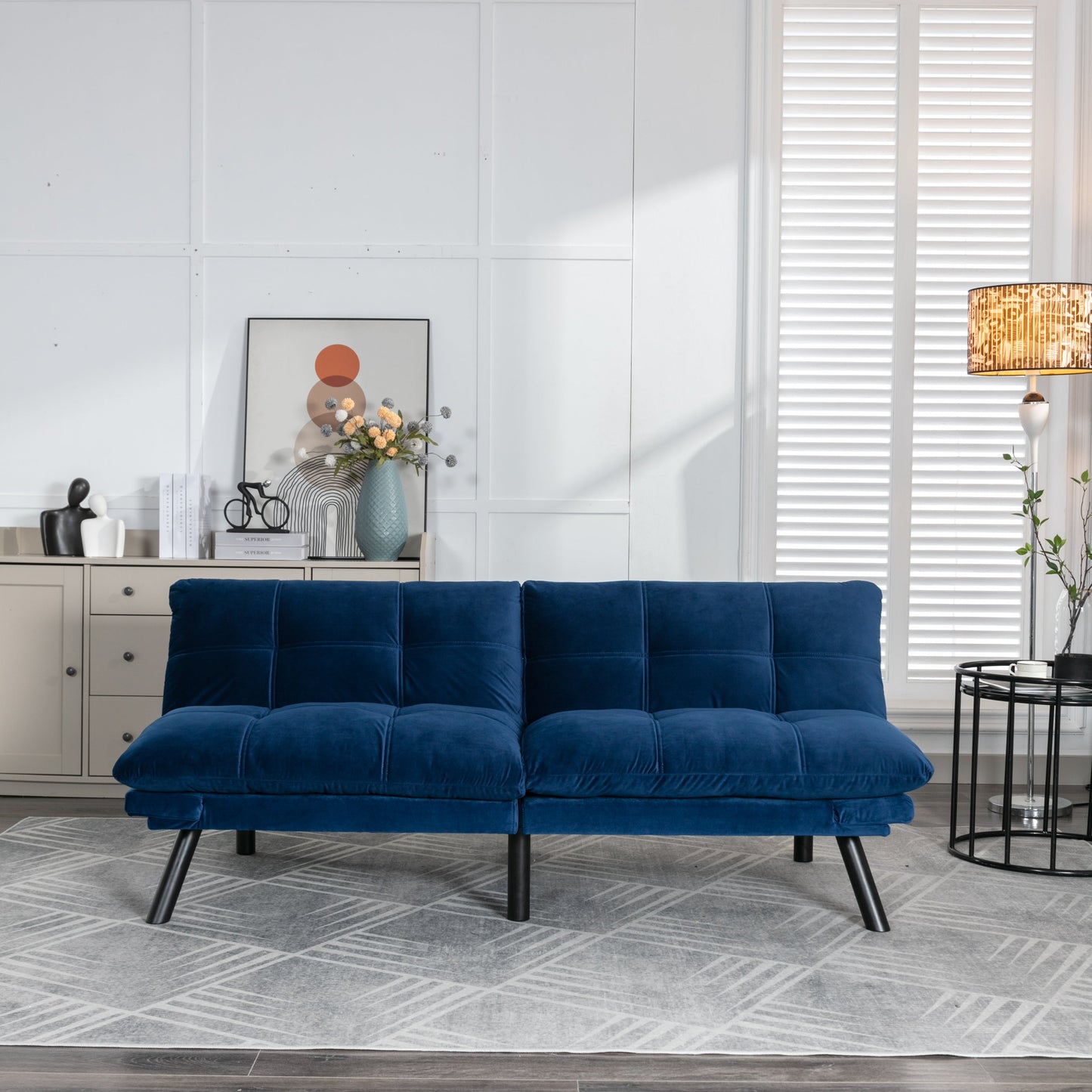 NEW Navy Blue Convertible Folding Modern Sofa Bed