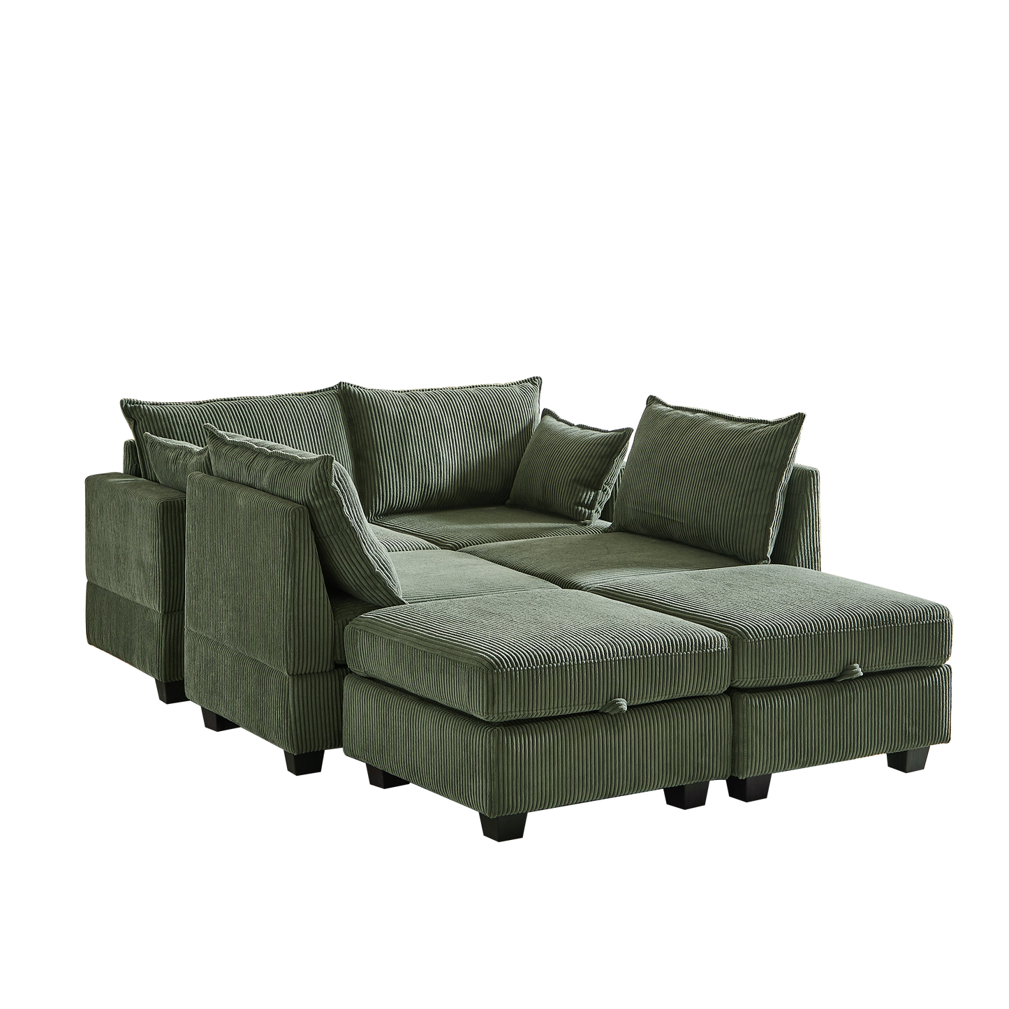 NEW 113.5'' Modular Sectional Corduroy U Shaped Sofa Couch with Storage Ottoman 6 Seat Convertible Sections and Chaise
