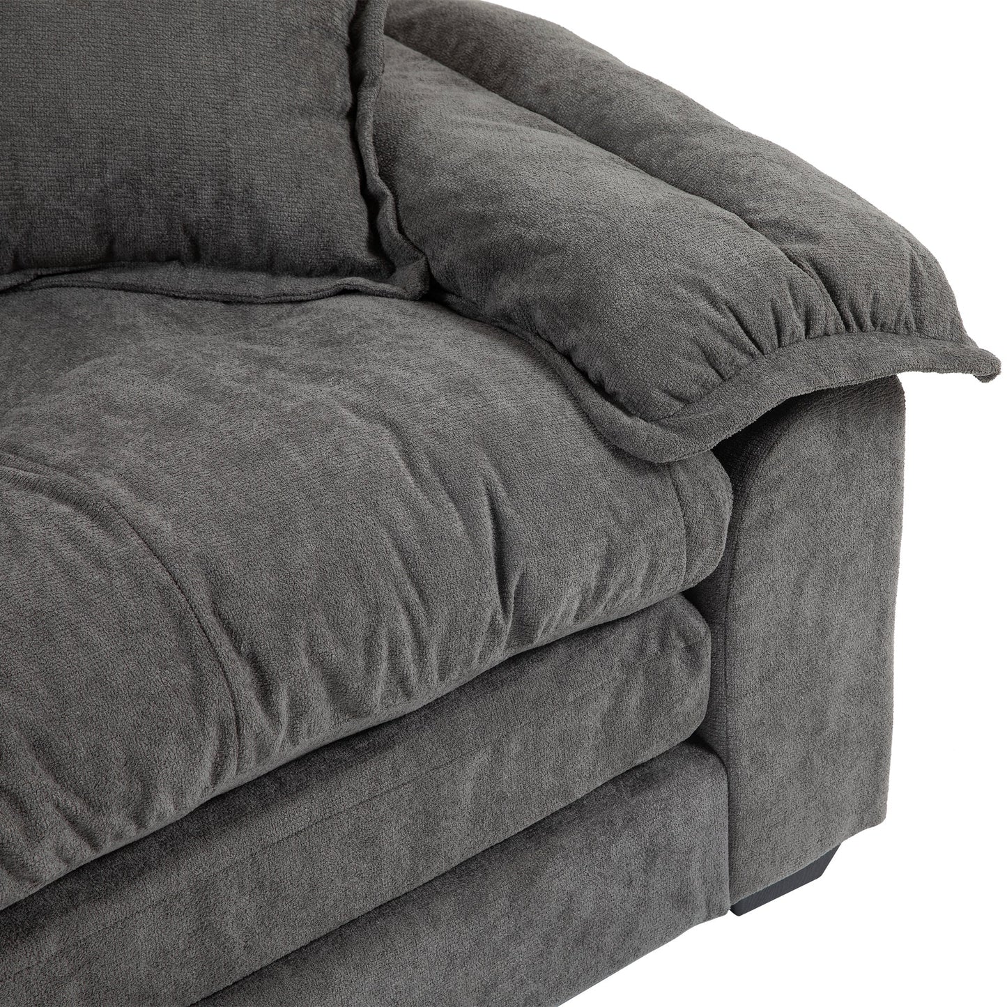 NEW 84' Grey Chenille Small Loveseat Deep Seat Sofa Couch with 2 Throw Pillows & Memory Foam
