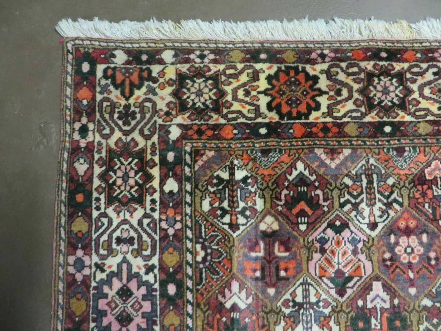 USED Antique Persian Bakhtiari Rug 7x10 - Multicolor Repeated Panel Design - Vegetable Dyed Rug - Hand Knotted Wool Room Sized Oriental Carpet 7 x 10 Rug