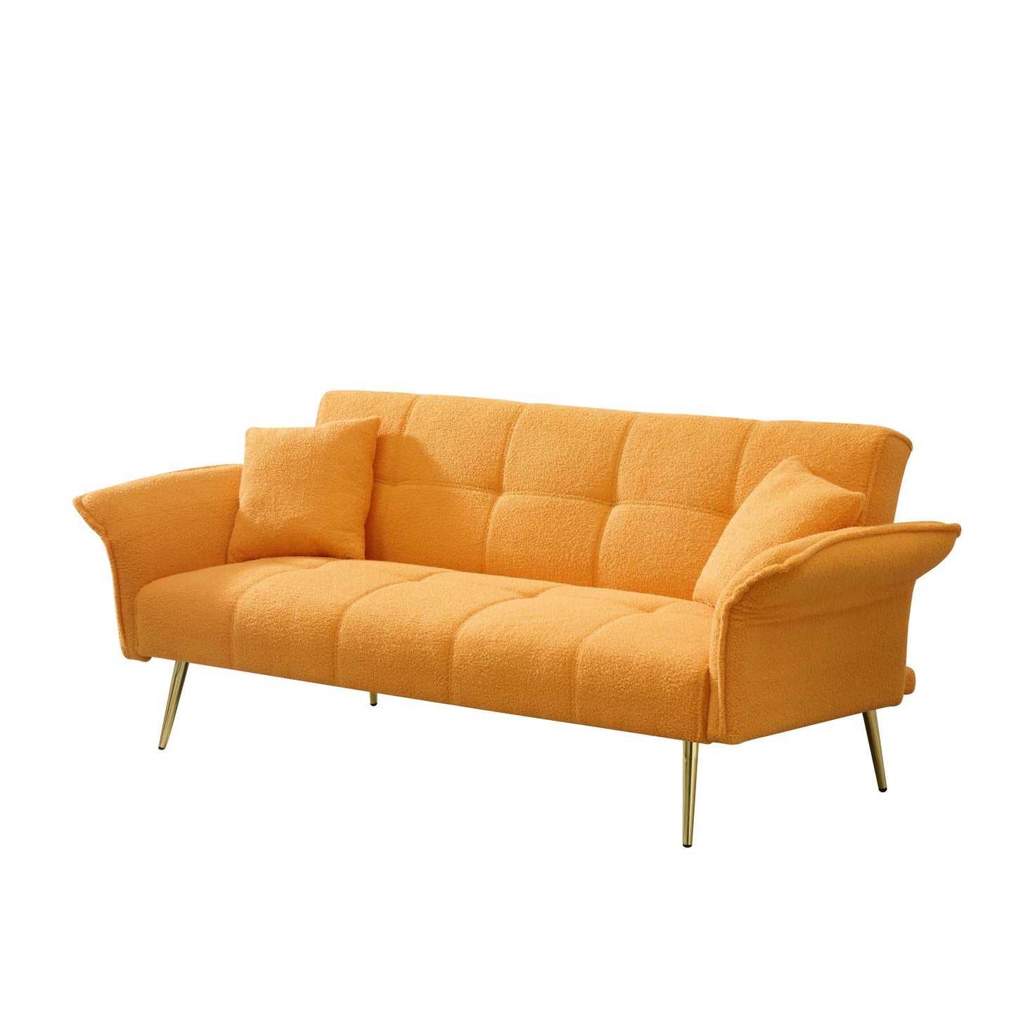 NEW 70-inch Modern Teddy Fleece Convertible Futon Sofa Bed with Adjustable Arms and Backrest