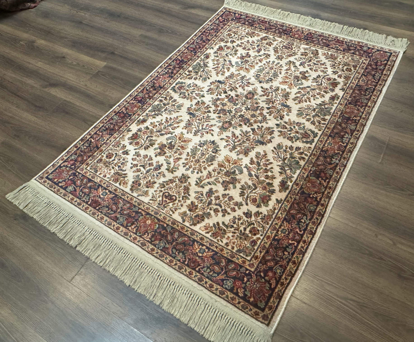 USED 4x6 Karastan Rug Ivory Sarouk #760, Wool Vintage Original 700 Series