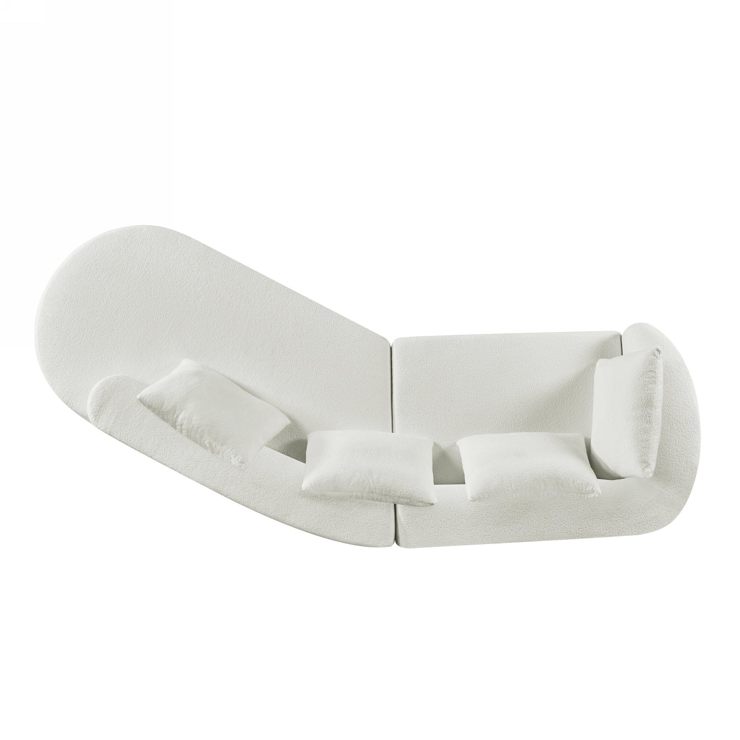 NEW 116' Modern Curved Sectional Sofa with High-Density Fully Compressed Sponge and Chaise Lounge, Pearl Upholstery, 2-Piece Set, Fully Assembled Right Hand Facing, Perfect for Living Room, Lounge