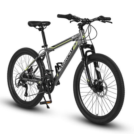 NEW S24102   24 Inch Mountain Bike Boys Girls, Steel  Frame, Shimano 21 Speed Mountain Bicycle with Daul Disc Brakes and Front Suspension MTB
