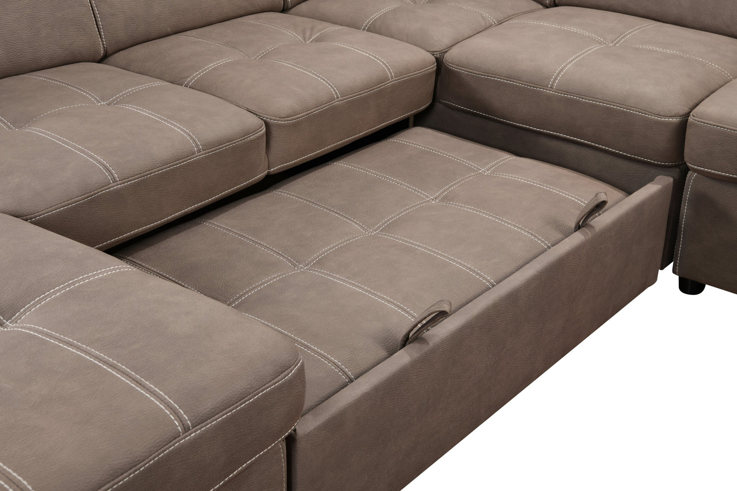 NEW 128' U Shaped Sectional Reversible Modular Sofa 7 Seater Couch with Storage Seat Adjustable Headrest