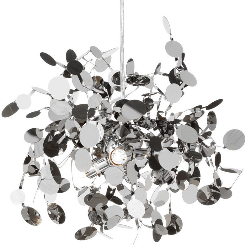 NEW Nordic Minimalist Living Room Window Bar Tree Leaf Stainless Steel Chandelier