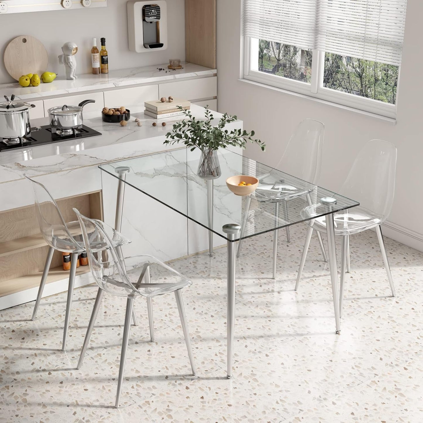 NEW Glass Dining Table For 4 51 Inch Clear Top For Home