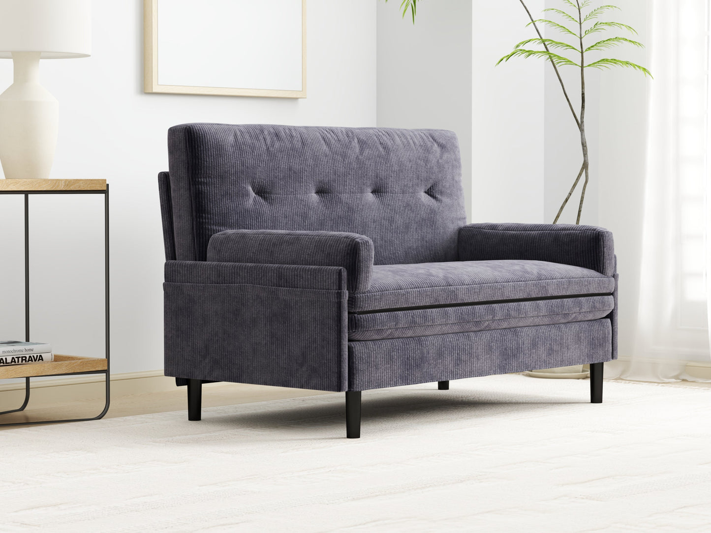 NEW Grey Velvet Loveseat Sofa Bed Lounge Couch