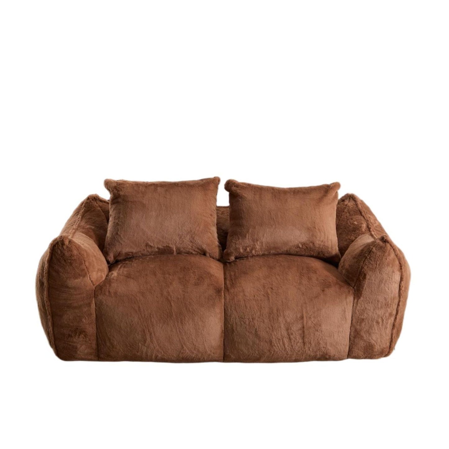 NEW Adult Brown Ultra Soft Fluffy Loveseat Giant Bean Bag Sofa Oversized Chase Lounge Chair with Pillows