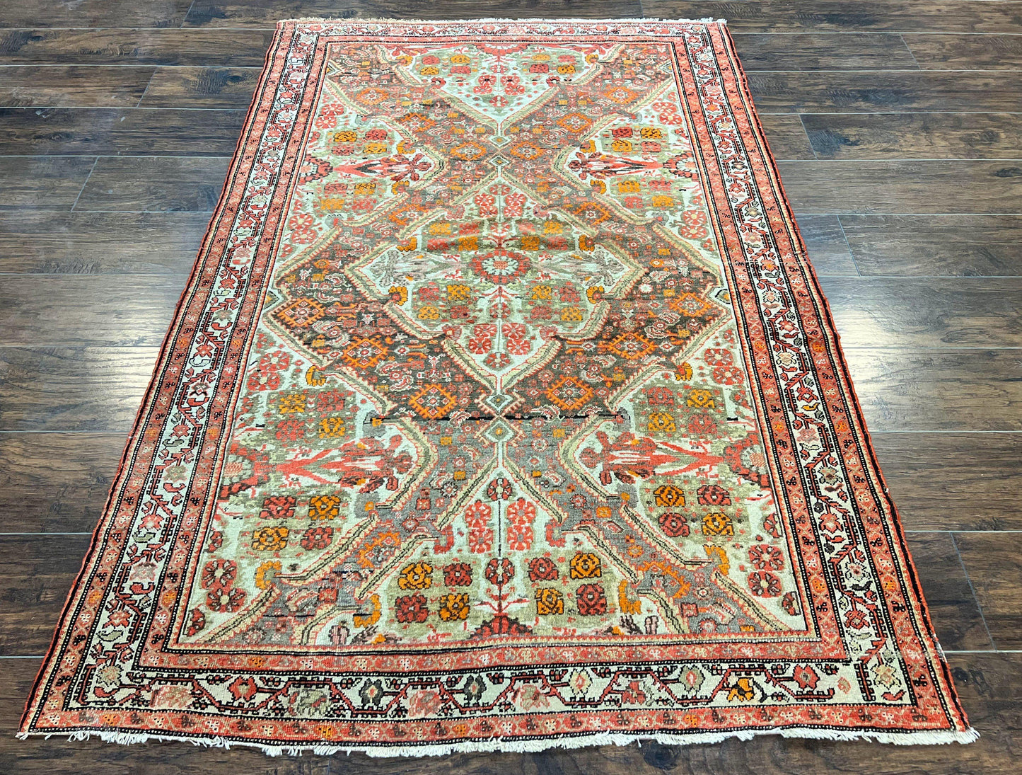 USED Wonderful Antique Persian Malayer Rug 4x6, Wool Hand Knotted Authentic Oriental Carpet, Very Fine
