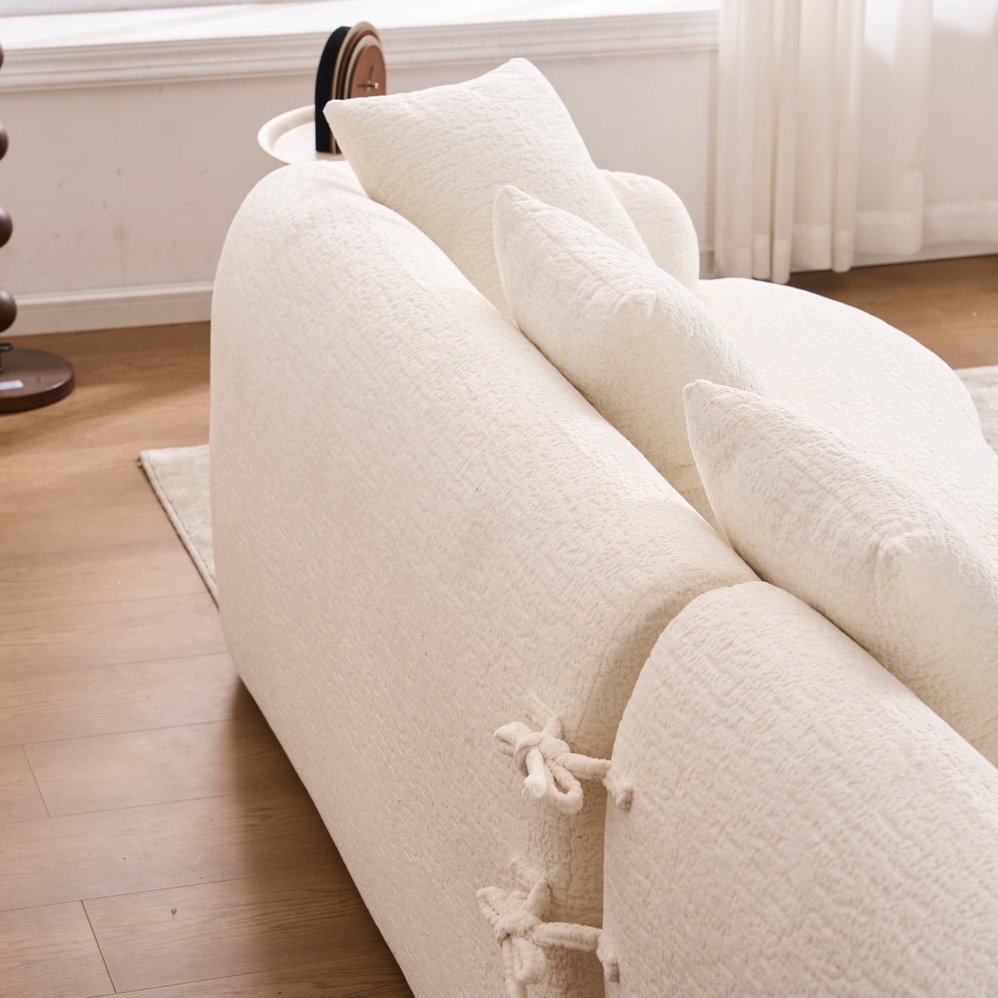 NEW Boneless L-Shape Sectional Sofa White Modular Chenille Compression 30D High-Density Foam Minimalist Modular Couch Sleeper with Curved Chaise