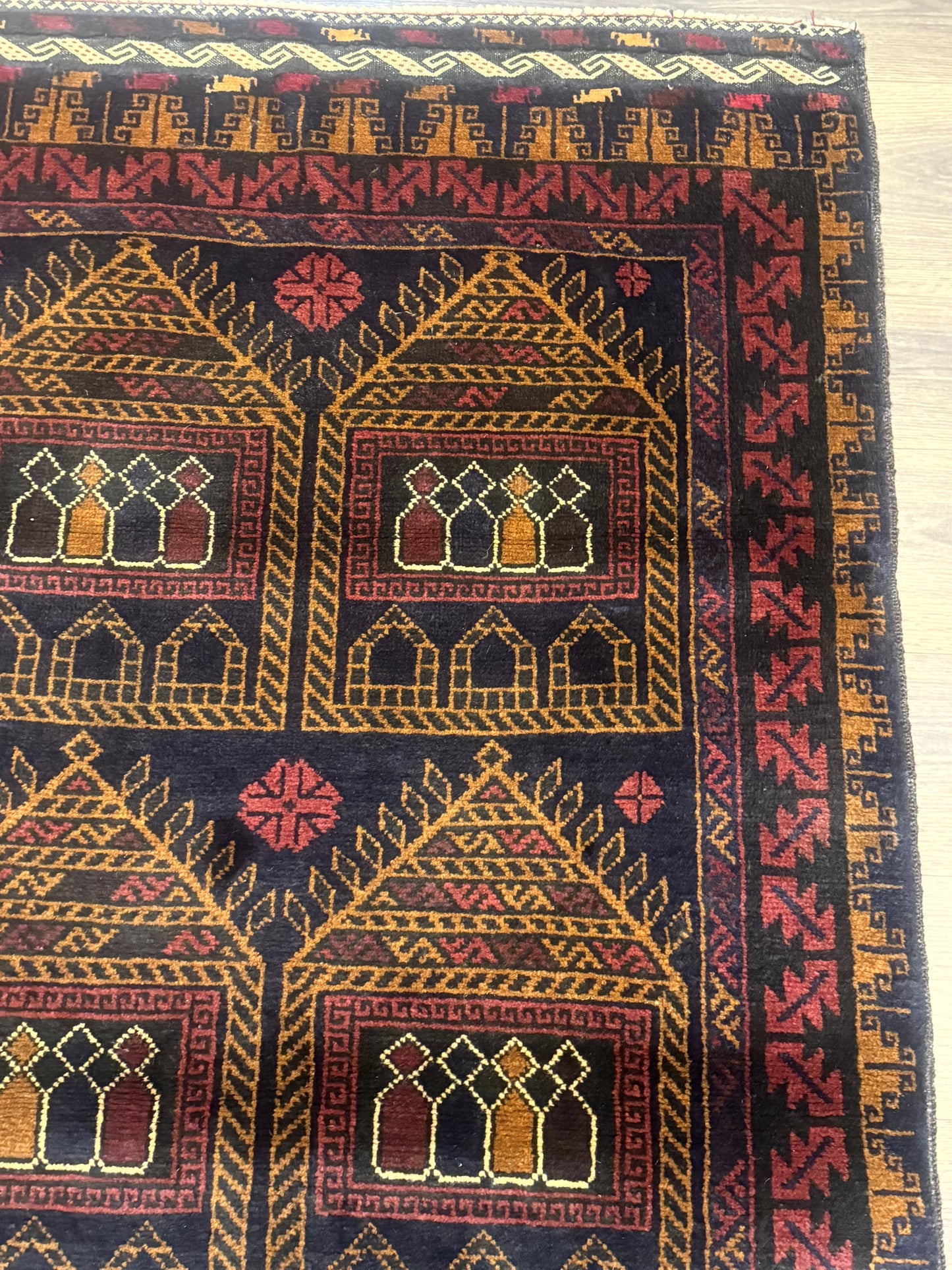 NEW Afghan Rug 3x7, Navy Blue, Tribal Rug, Balouch Carpet