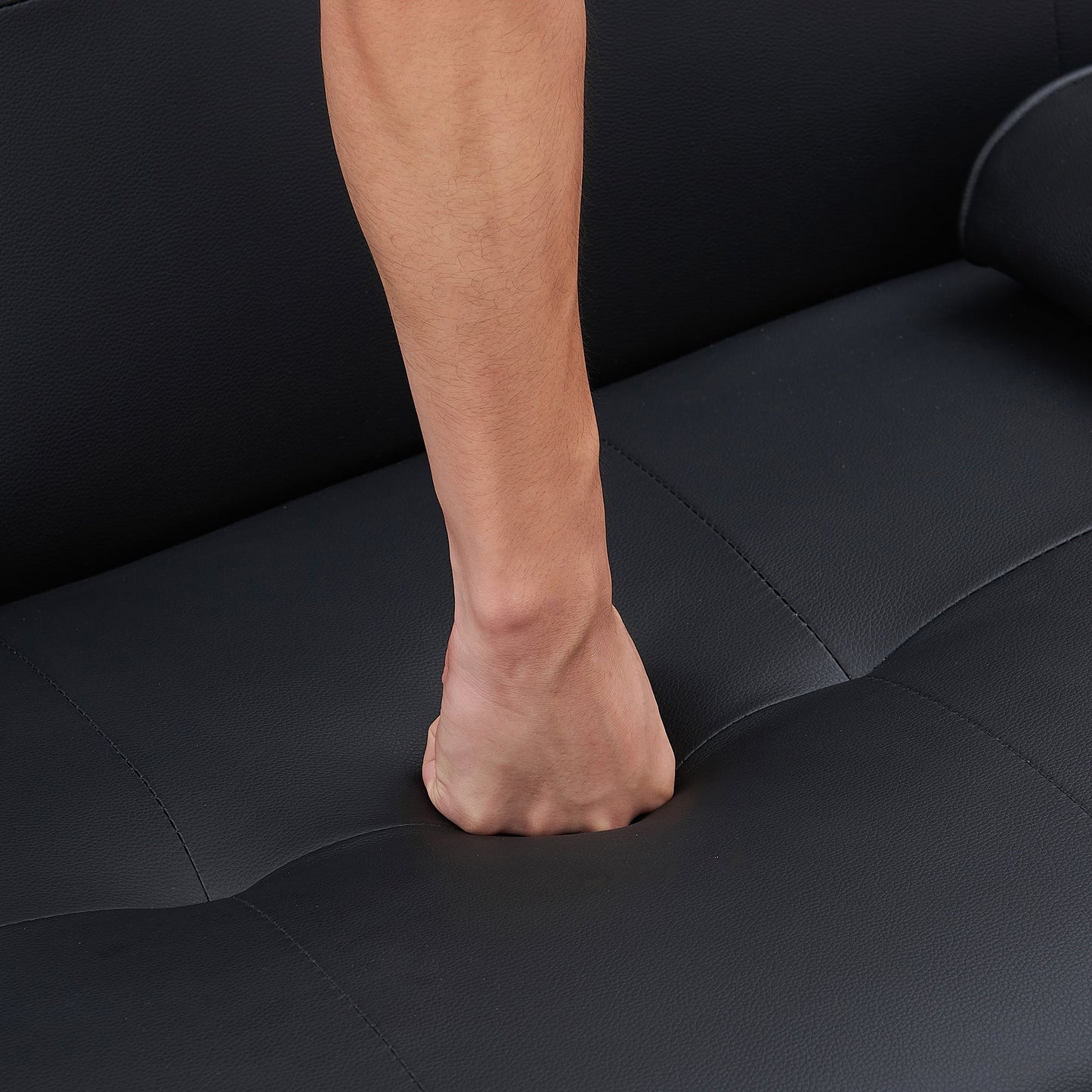 NEW Black Leather Office Double Folding Sofa Bed with Matching Coffee Table