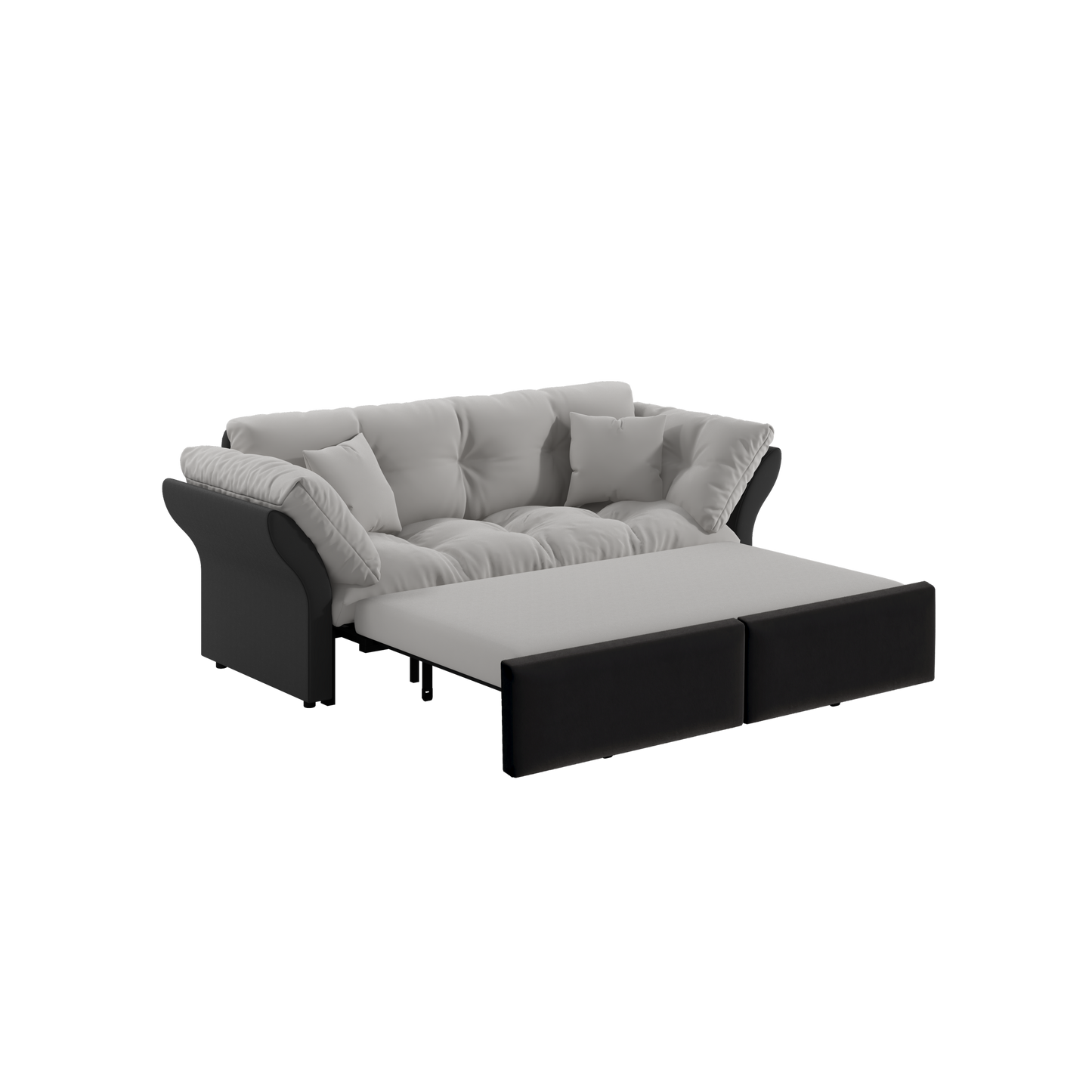 NEW Multi-Functional Loveseat 74.8' Queen Pull Out 3-in-1 Convertible Sleeper Tufted Sofa Bed with 2 Soft Pillows