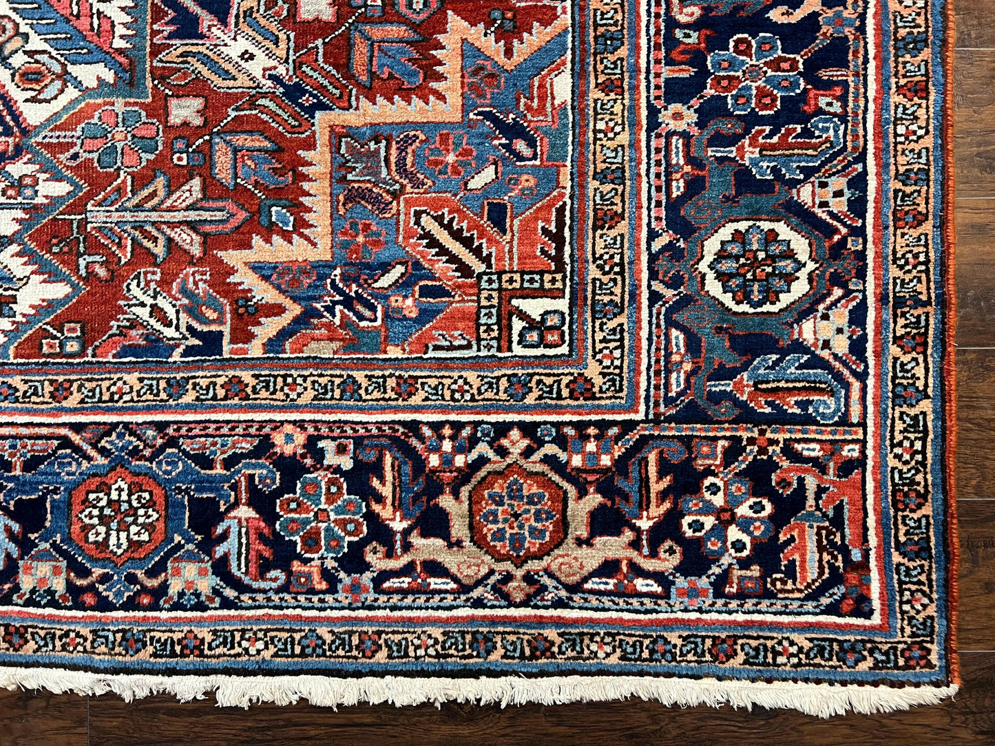 USED Antique Persian Heriz Rug – 11x16 Palace Size, Geometric Medallion, 1920s