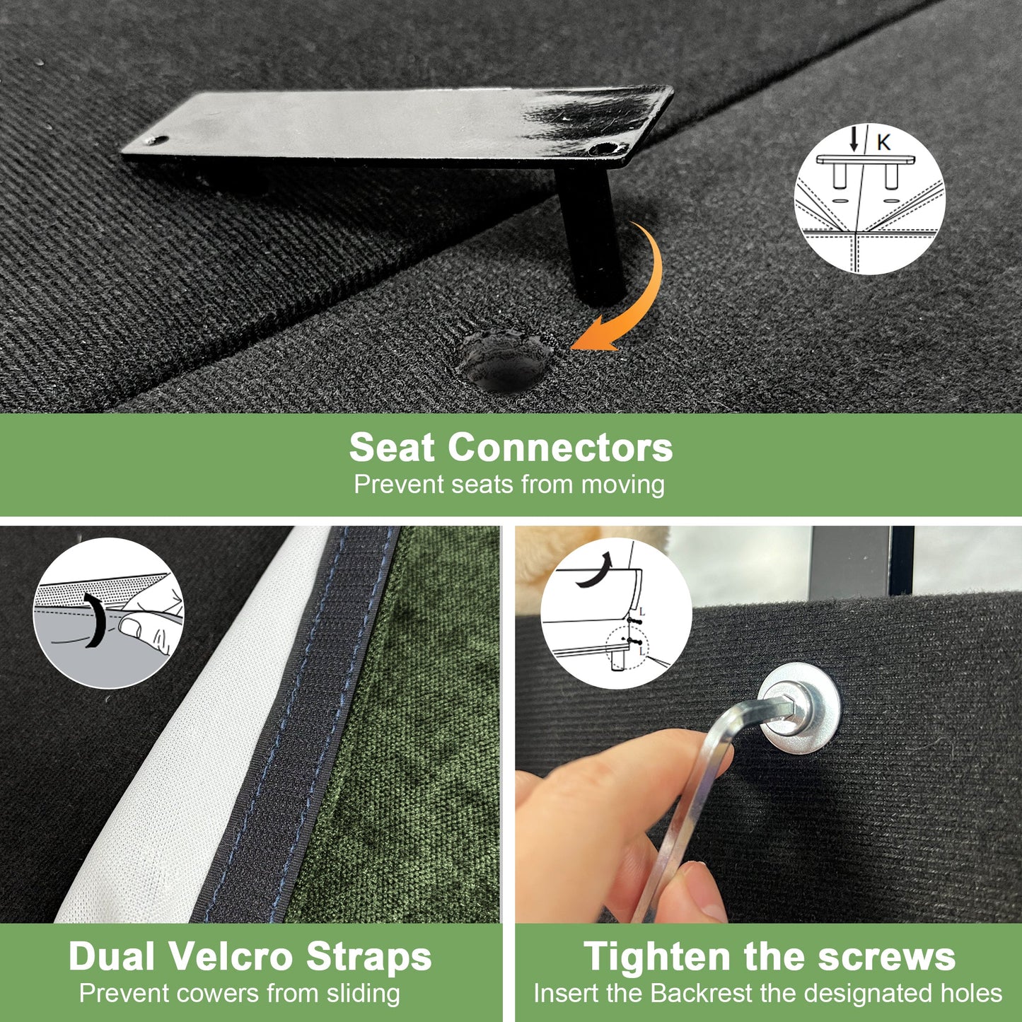 NEW Slip-covered Armchair with 1 Big Back Cushion and 2 Big Toss Pillows, Single Deep Seat Comfy Single Couch Sofa Multiple Large Soft Pillows, Chenille Fabric, Green