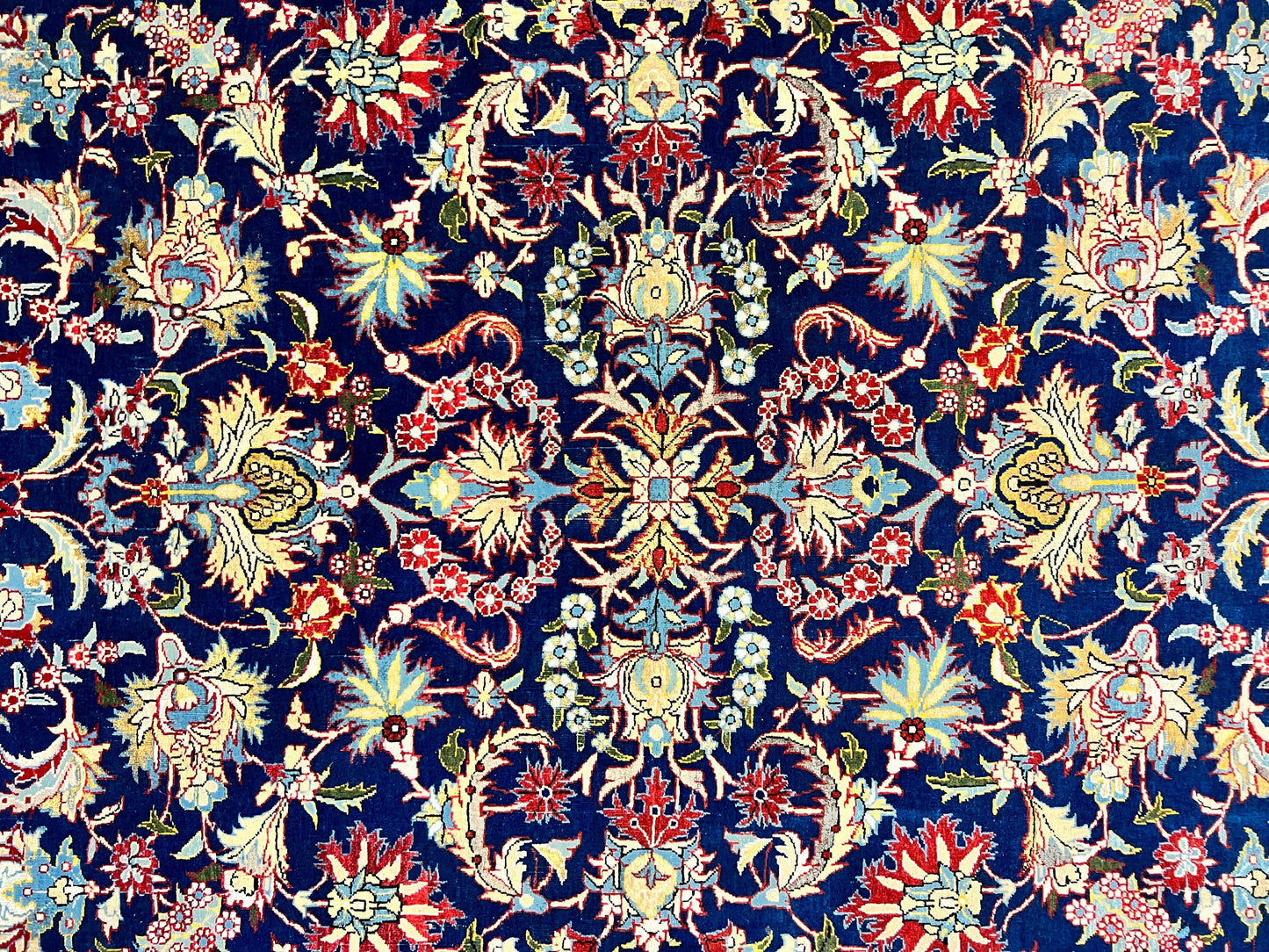 USED Blue Persian Qum Rug 5x7, Very Fine and Wonderful Authentic Persian Carpet, Wool Hand Knotted Vintage Semi Antique Oriental Rug, Floral, Ghom Qom Rug