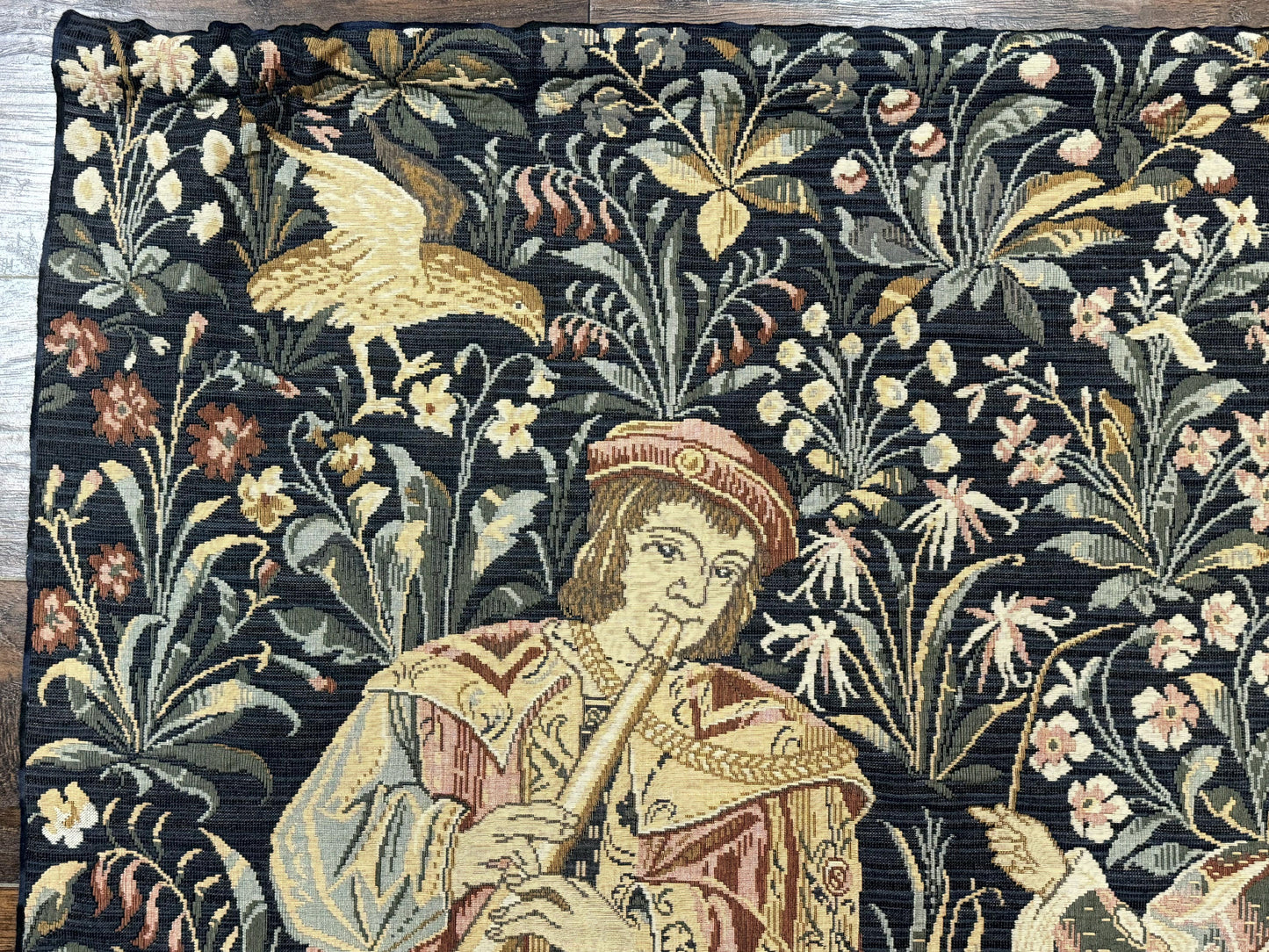 USED Vintage Belgium Tapestry 4x5, The Concet Musicians, Green