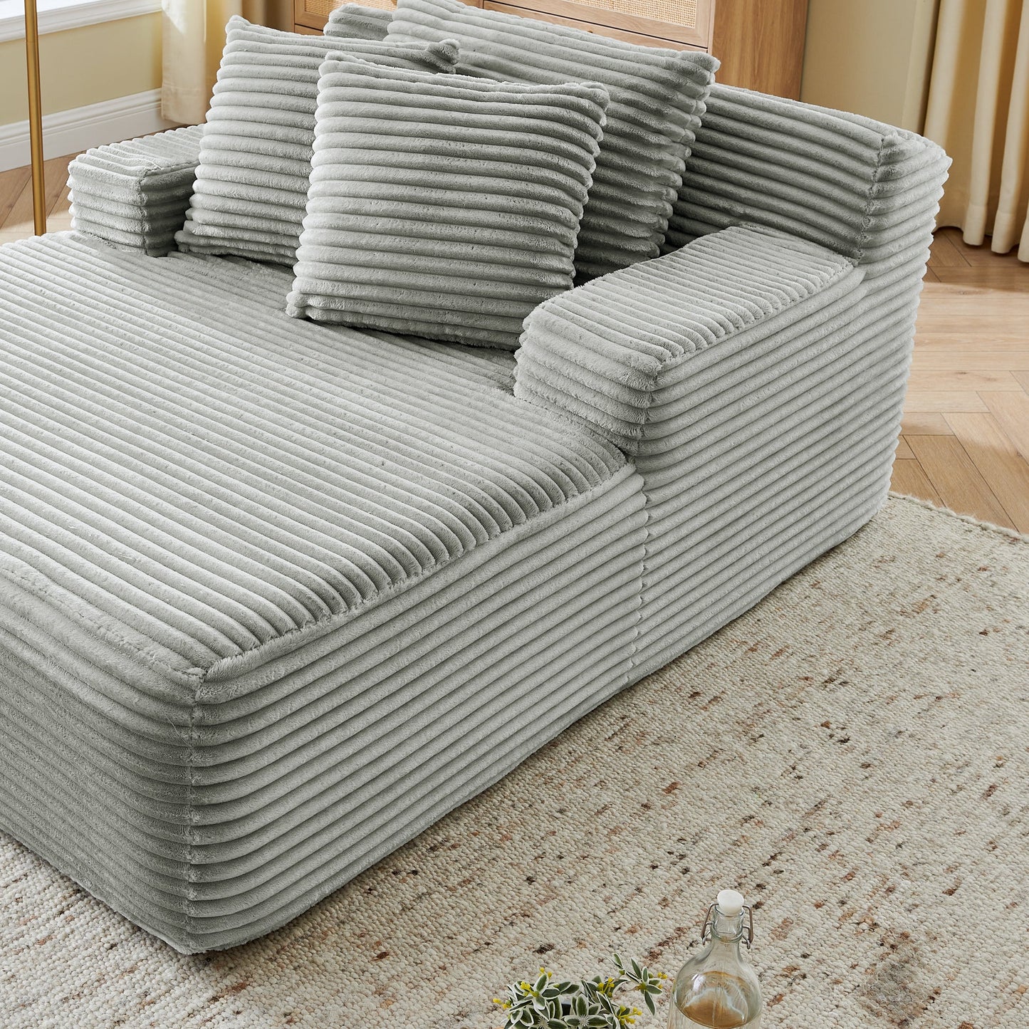 NEW Modern Velvet Single Lazy Sofa Lounge Chair with High-Density Foam in Gray