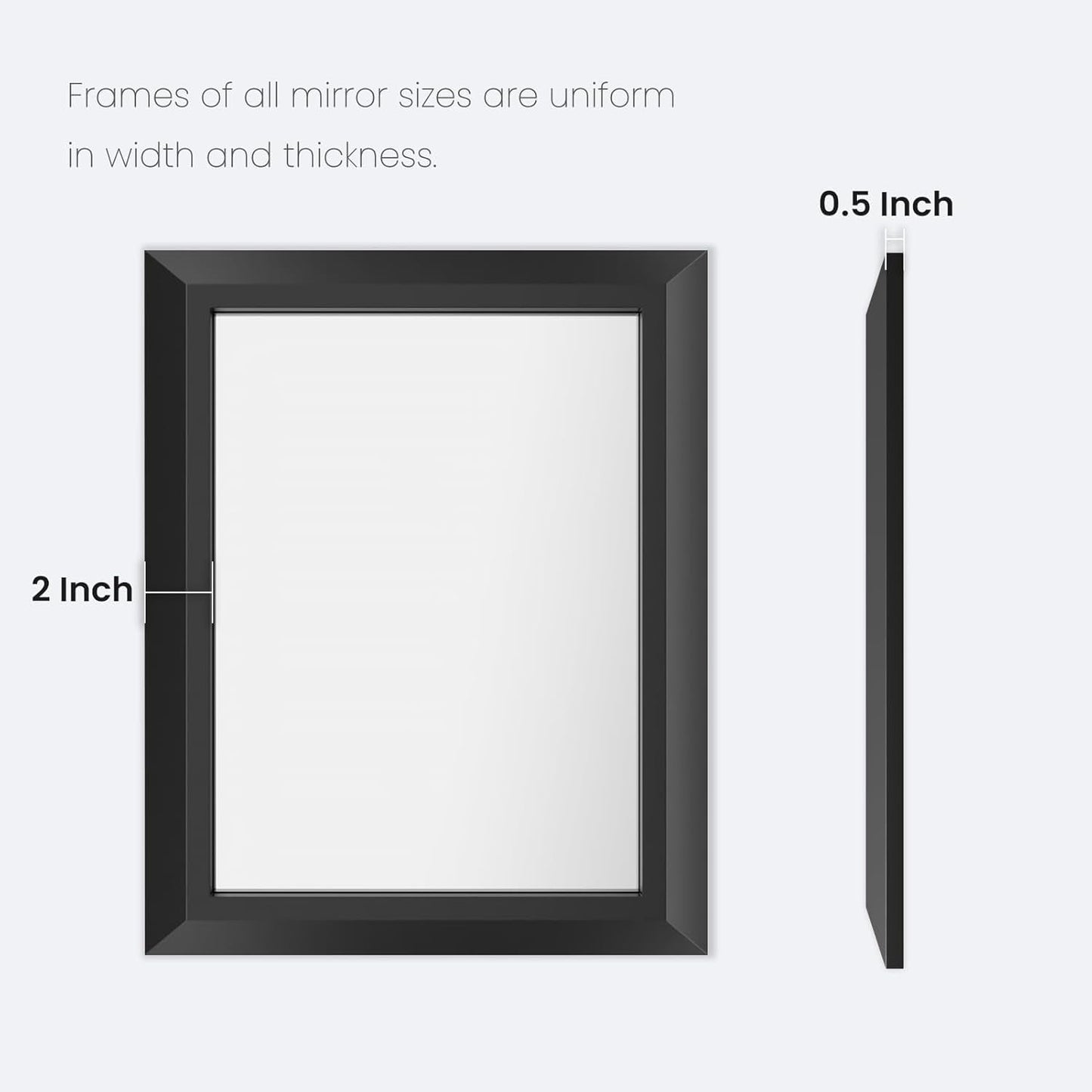 NEW Black 40x32 Inch Metal Framed Bathroom Mirror Wall Mount