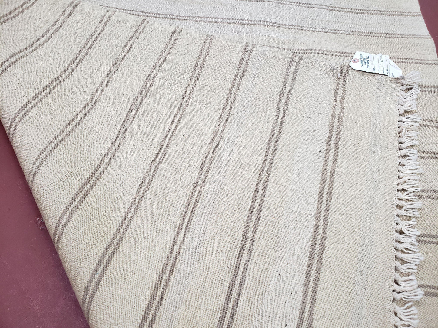 USED New Striped Turkish Kilim Area Rug 4x6 ft, Hand-Knotted, Wool, Light Gray, Earth Tone Decor, Flatweave Kilim, Two Toned Rug, Southwestern