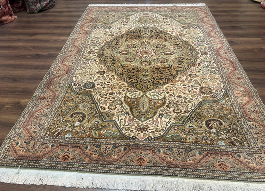 USED Turkish Sivas Rug 6x9, Floral Medallion, Vintage Handmade Wool Carpet