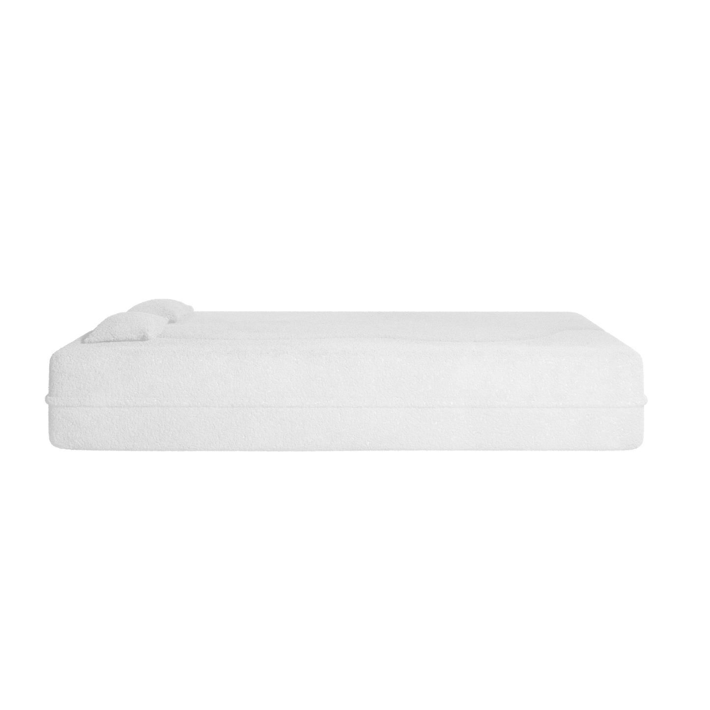 NEW Modern Floor Sofa with 2 Pillows,Convertible Teddy Fabric Foam Filled Sleeper Sofa Bed,15 ' Full Size Folding Mattress for Living Room,Guest Bed,Playroom,no assembly required,Beige