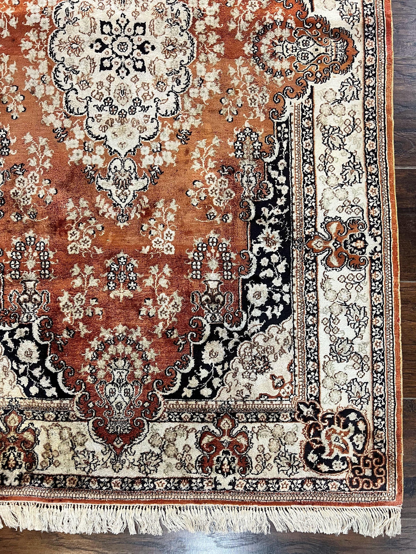 USED Turkish Silk Rug 3x5, Very Fine 400 KPSI, Floral Medallion, Handmade Hand Knotted Silk on Silk Oriental Carpet