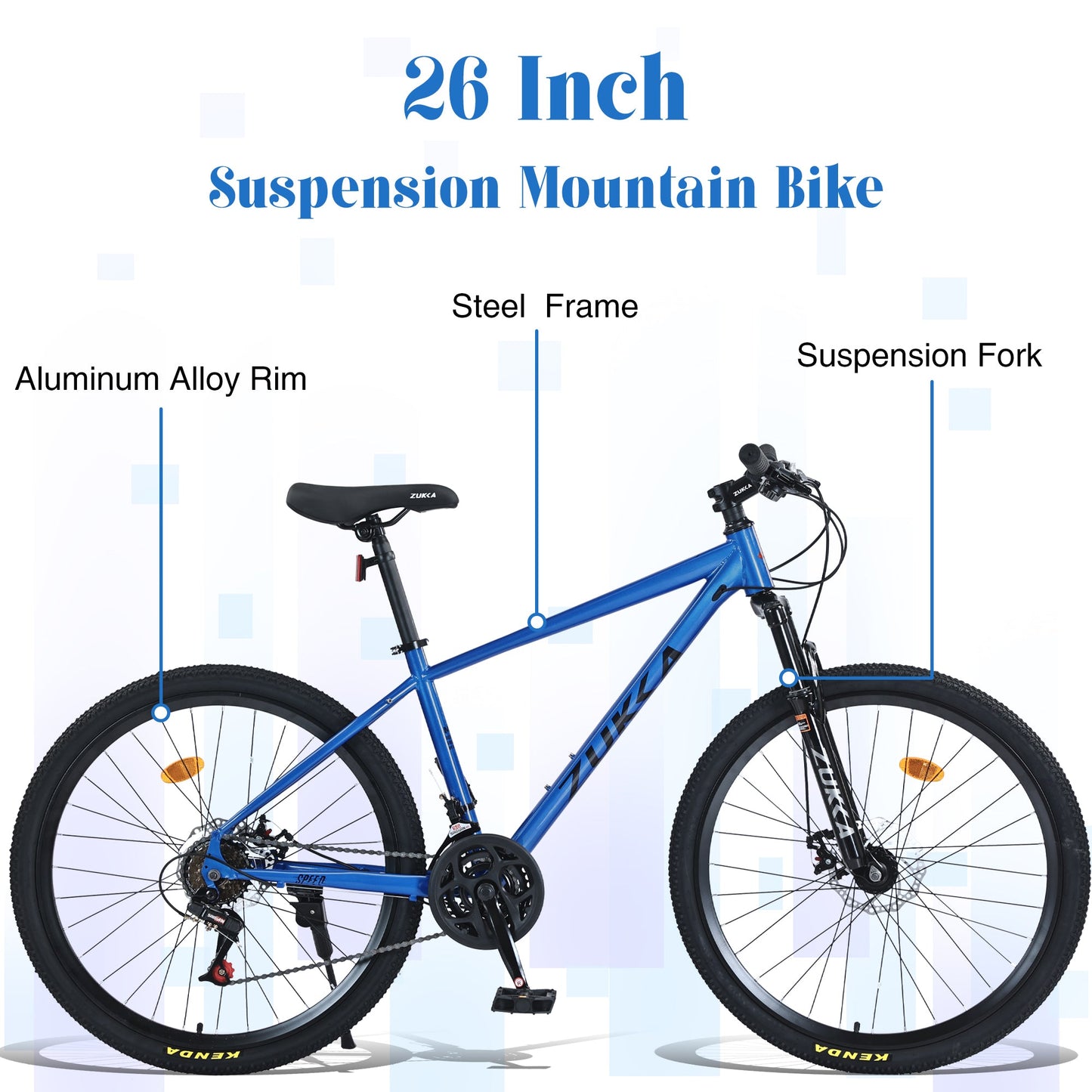 NEW Mountain Bike for Men and Women 26 inch 24 Speed Suspension Fork KENDA Tires