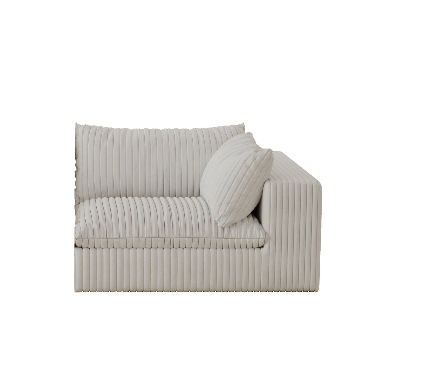 NEW Cloud White Corduroy Fabric Deep Seat Double-layer Design Sofa Couch with Removable Cushions