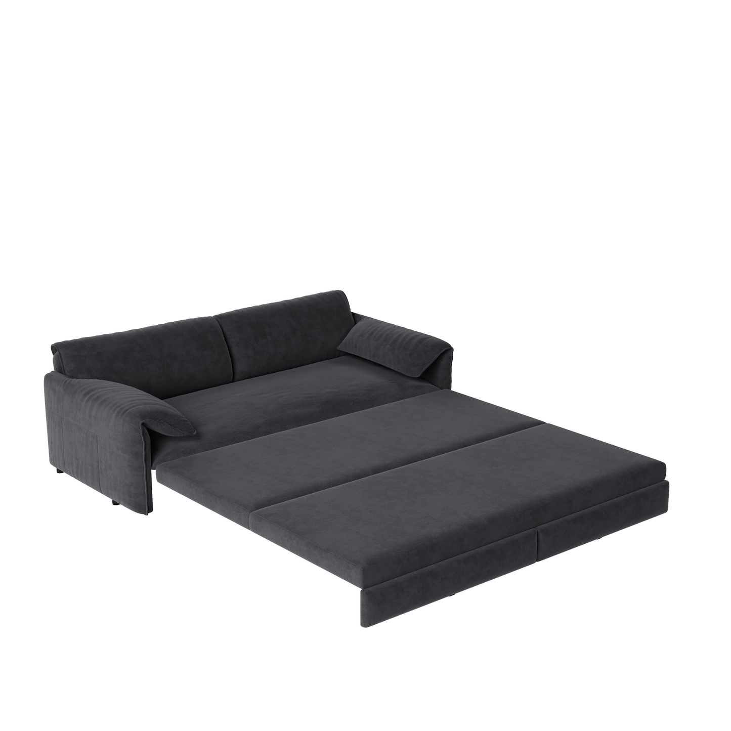 NEW 66' Queen Pull Out 3-in-1 Convertible Sleeper Sofa Bed Multi-Functional Velvet Loveseat with Side Storage