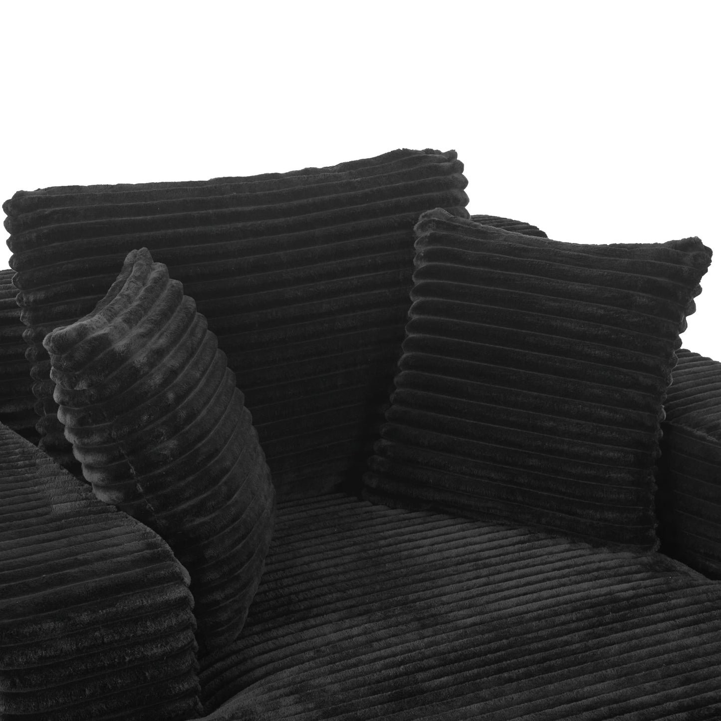 NEW Modern Black Corduroy Chaise Lounge Sofa Bed with Removable Pillows, 48.8' Upholstered Sleeper Sofa