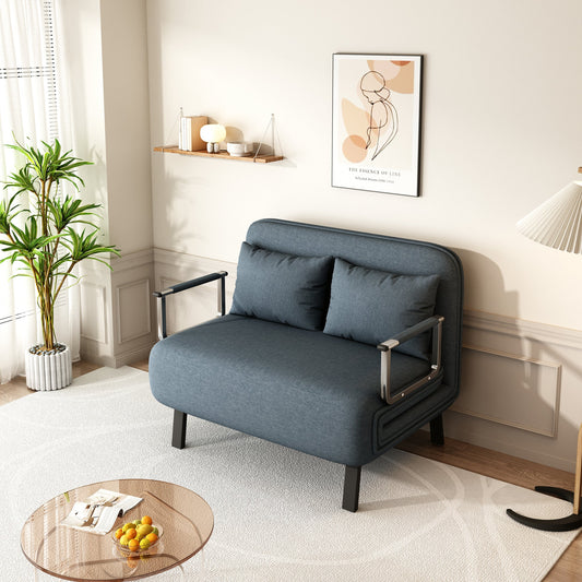 NEW 39″ Convertible Tri-Fold Sturdy Iron Frame Comfortable Sleeper Chair Sofa Bed with Adjustable Backrest & Pillow