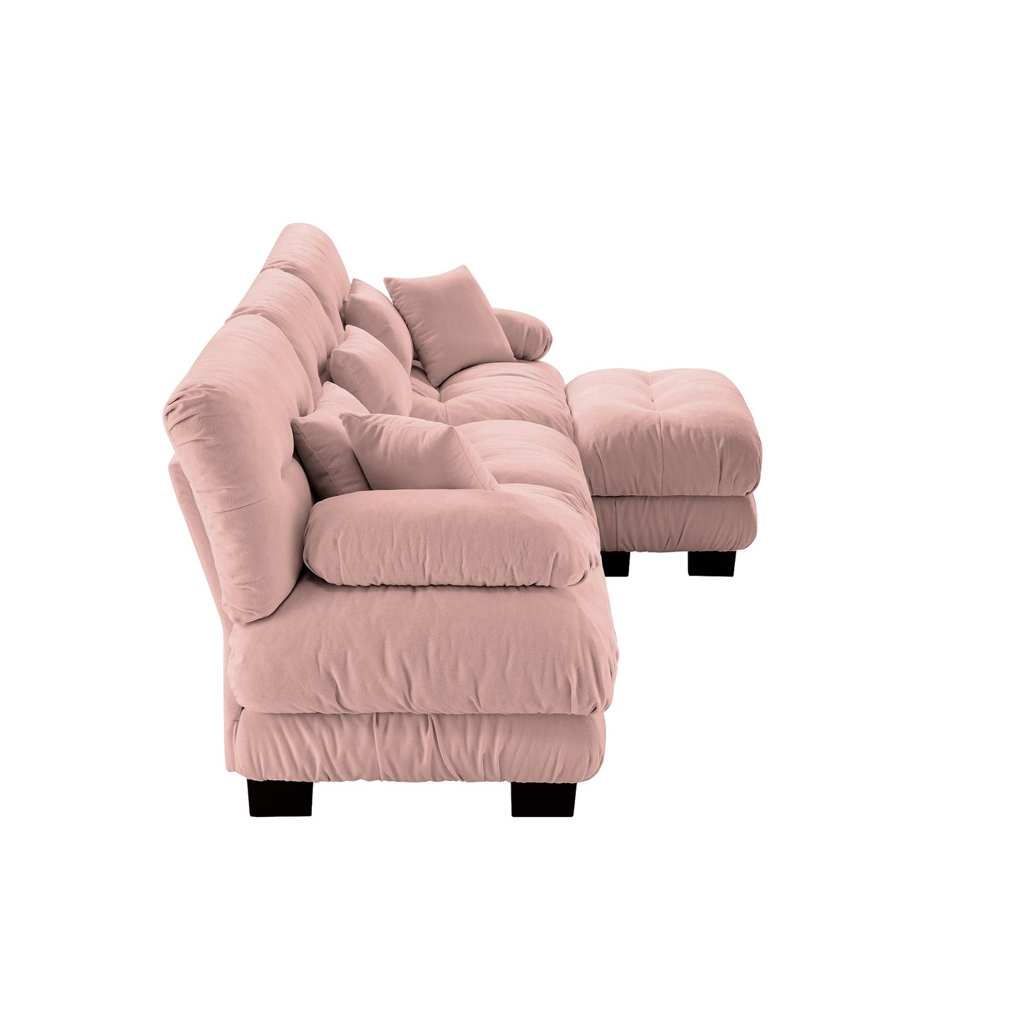 NEW Chenille Pink Luxury Modular Sectional Sofa Oversized L Shaped Cloud Deep Seat Couch with Convertible Ottoman