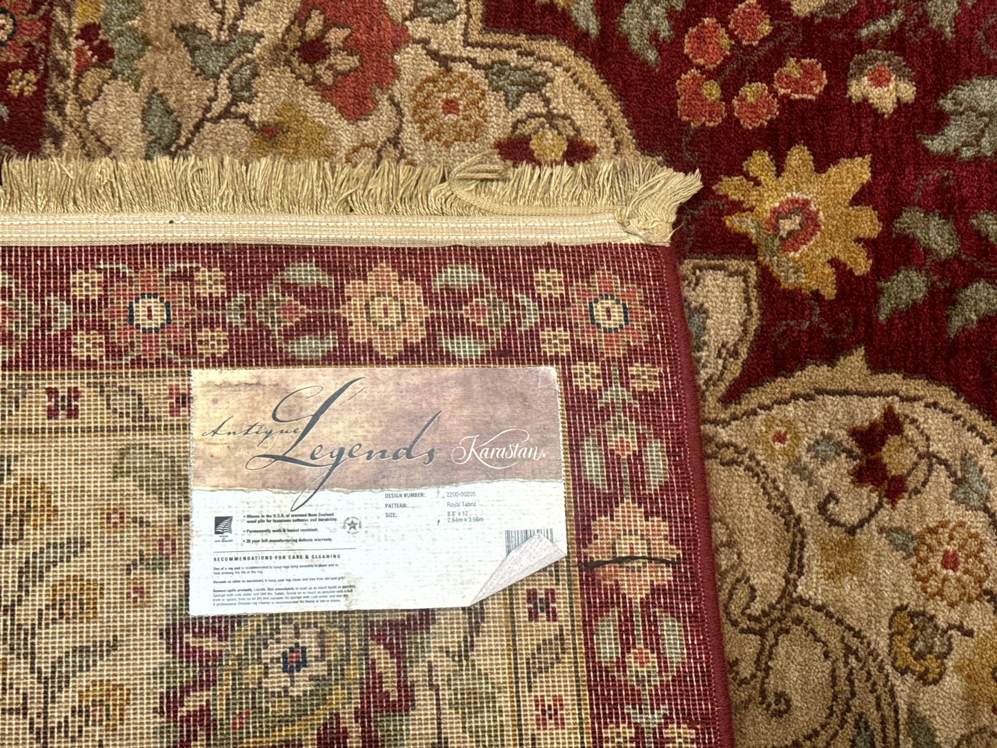 USED Karastan Rug 8.8 x 12, Antique Legends Royal Tabriz, Wool Pile, Vintage, Rare Design
