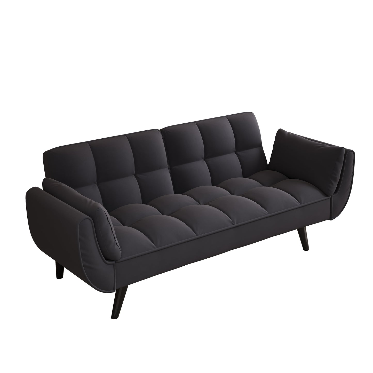 NEW 74 'Black Soft Sofa Couch with Throw Pillows