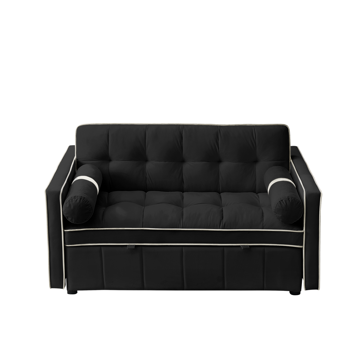 NEW Modern 55.5' Pull Out Sleep Sofa Bed 2 Seater Loveseat Sofa Couch with Side Pockets Adjustable Backrest and Lumbar Pillows